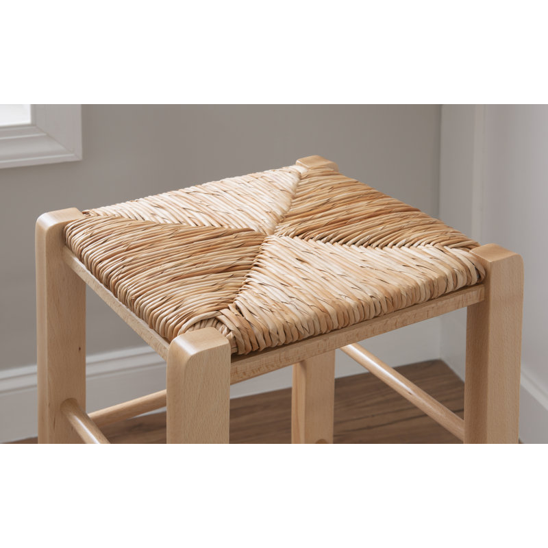 Halvorson Solid Beechwood Counter and Bar Stool With Rattan Seat, Bar Stool ( 29" Seat Height), Natural
