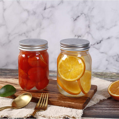 16Pack 16oz Glass Mason Jars with Regular Airtight Lids, Clear Glass Jars Ideal for Canning, Pickling, Meal Prep, Jam, Honey, DIY Shower/Wedding Favors, Labels & Pen Included,Pint Canning Jars
