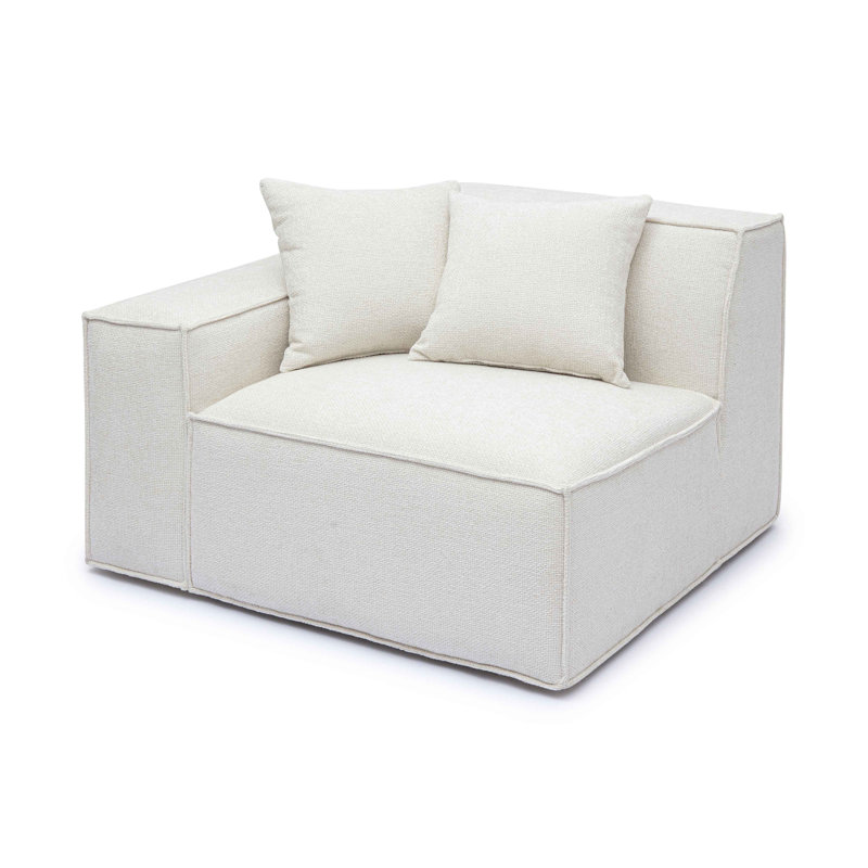 Chaise de coin Cherylee Chenille Basketweave LAF, Chenille crème