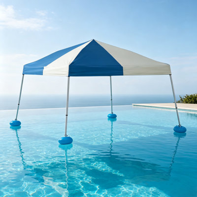 Sunjoy 10 ft. × 10ft. Floating Pool Canopy With Hand Carry Bag Pop Up Gazebo Fabric Canopy