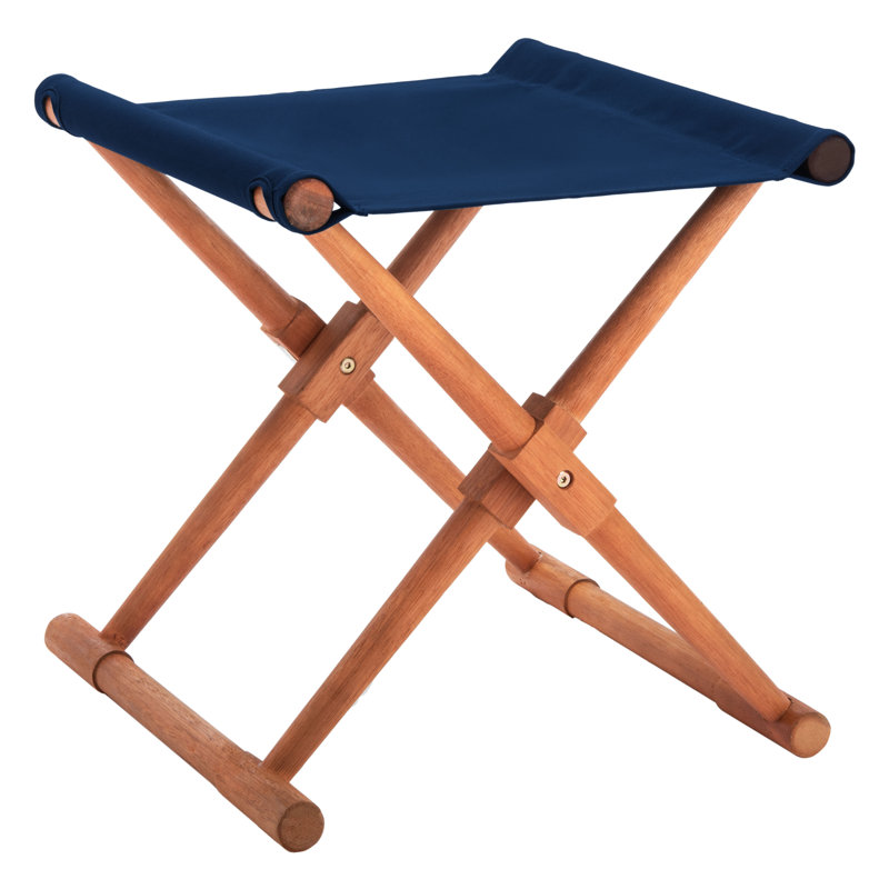 Charles Eucalyptus Outdoor Ottoman, Natural/Navy 