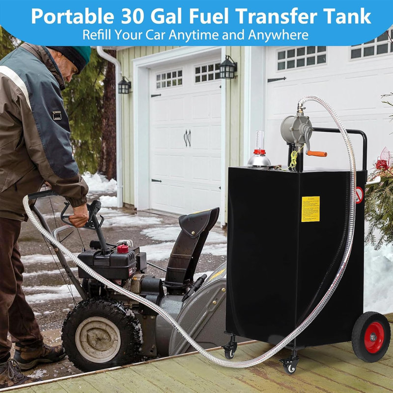 Chariot à carburant en acier allié noir 30 gallons, Black