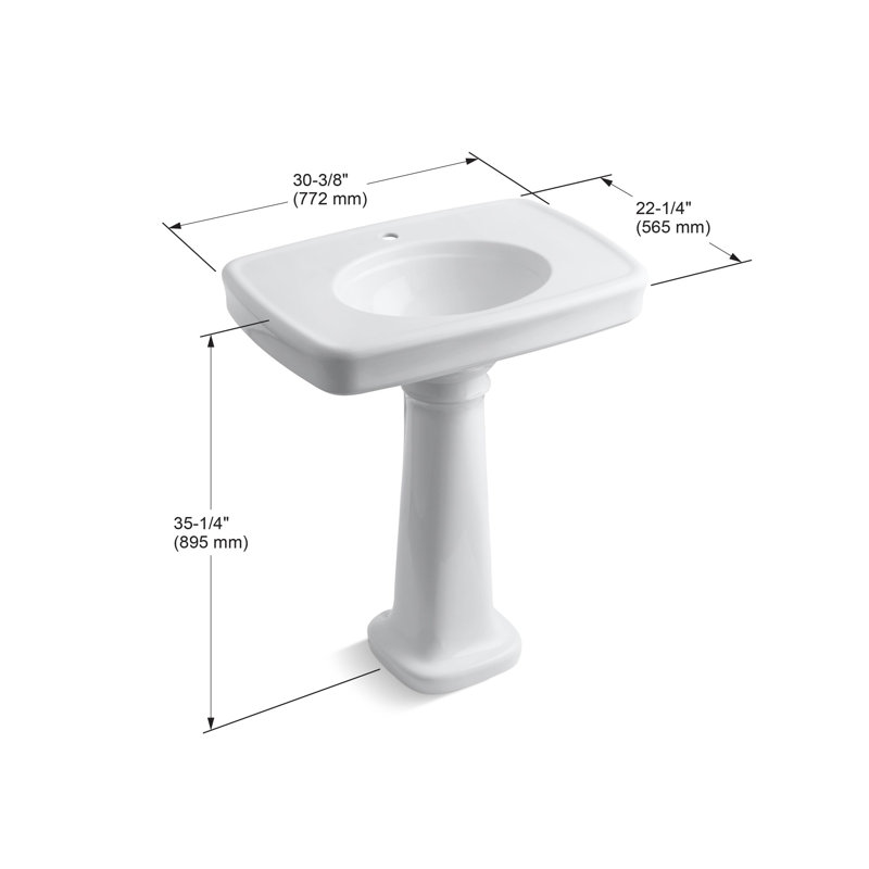 Bancroft 28" Tall Ceramic Vitreous China Rectangular Bathroom Sink, Black, 35.25" H x 22.25" W x 30.375" L, Single