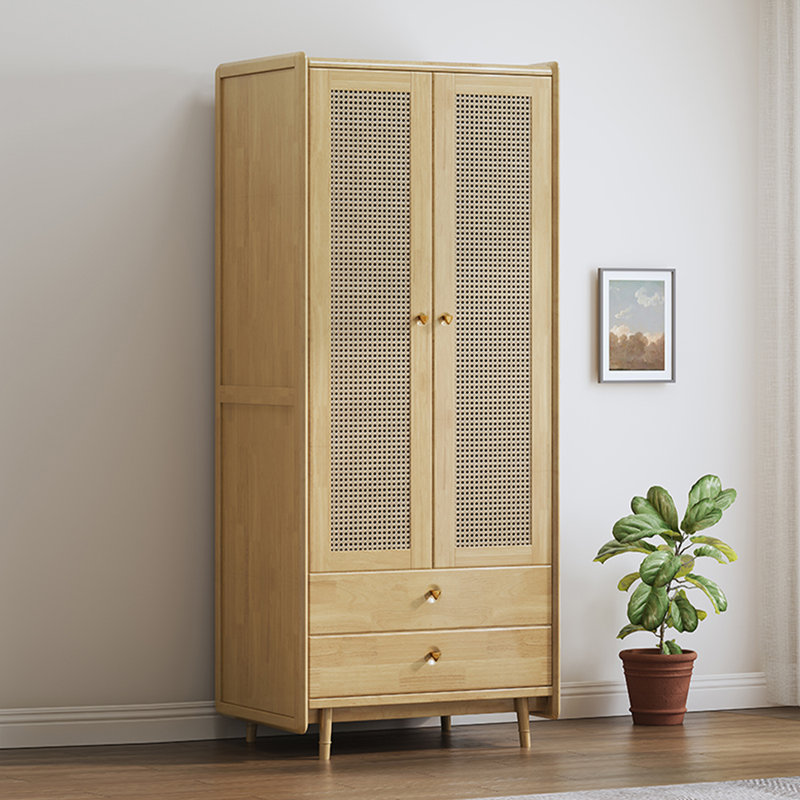 Armoire en rotin de bois massif de style Wabi-sab, Naturel