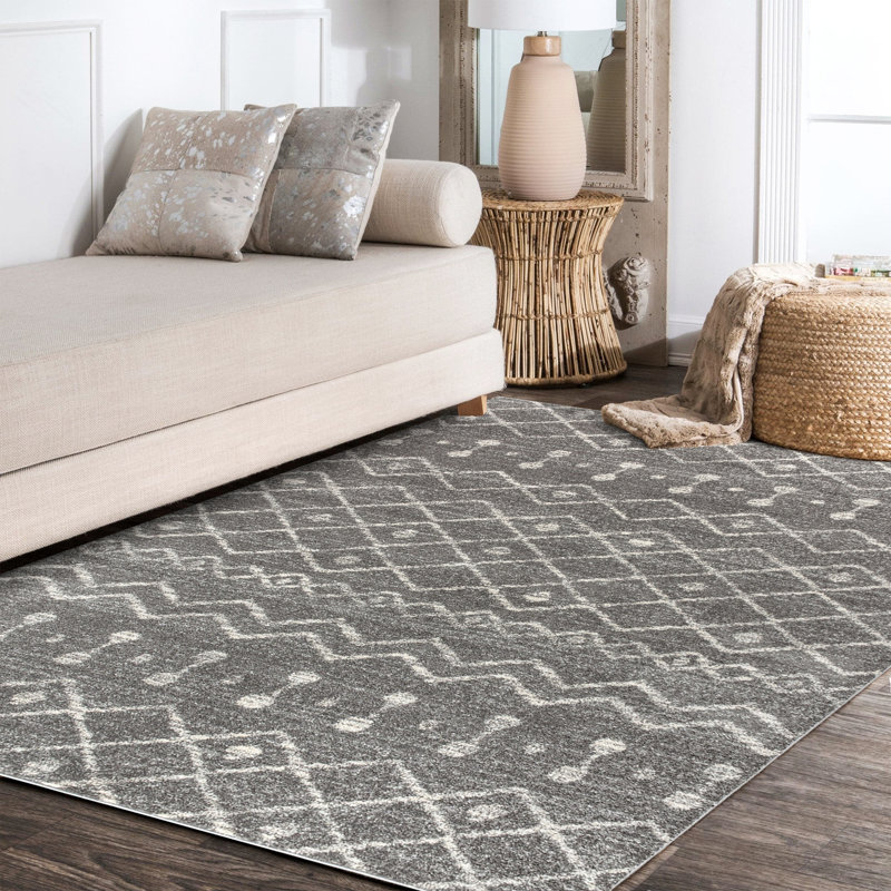 Bousquet Moroccan Beni Souk Gray/Cream Rug, Rectangle 7'9" x 10'