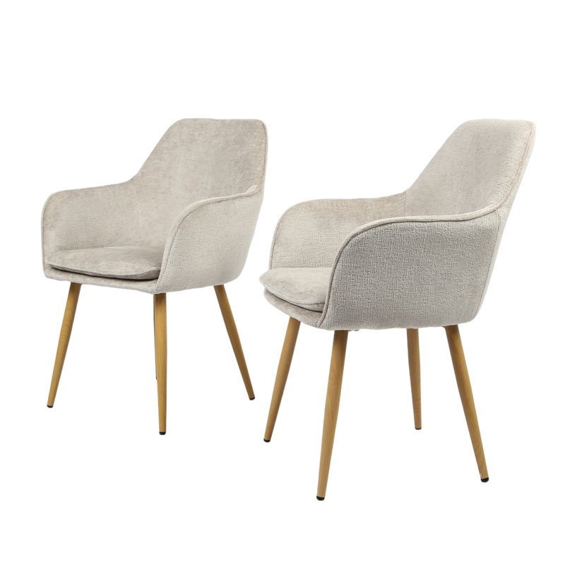 46cm H Upholstered Metal Upholstered Back Armchair, Ash, Cream