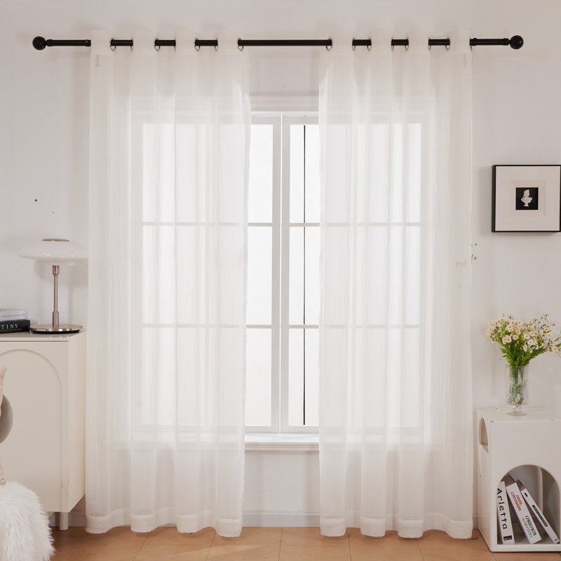 Janashia Sheer Curtain Panel Pair, Cream, 52 W x 72'' H