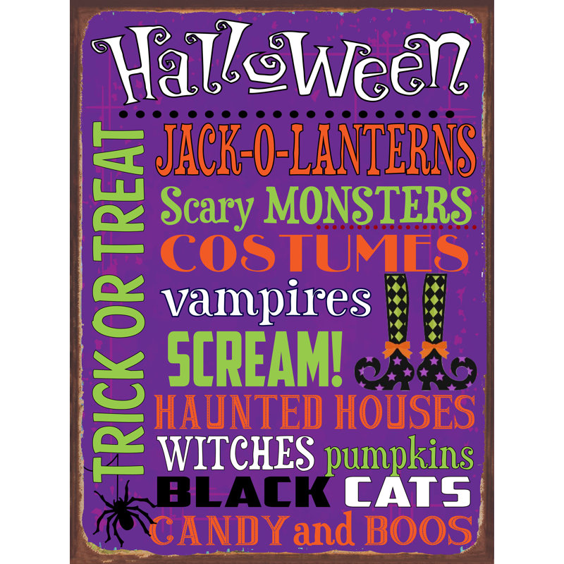 Panneau d'Halloween en métal «Fall», H 11,5 po x l 8,5 po x P 0,04 po