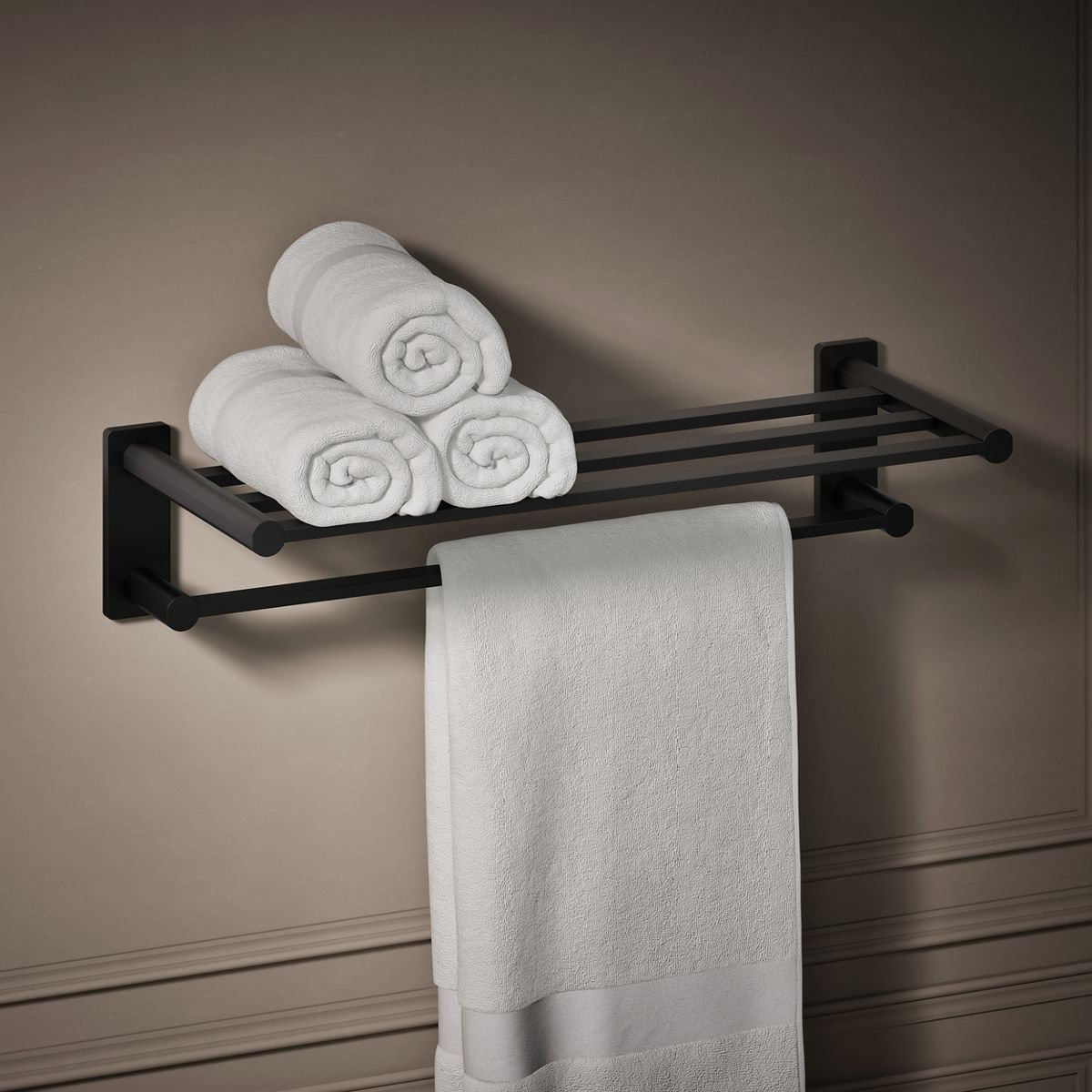 Parallel Hotelier Towel Rack, Matte Black