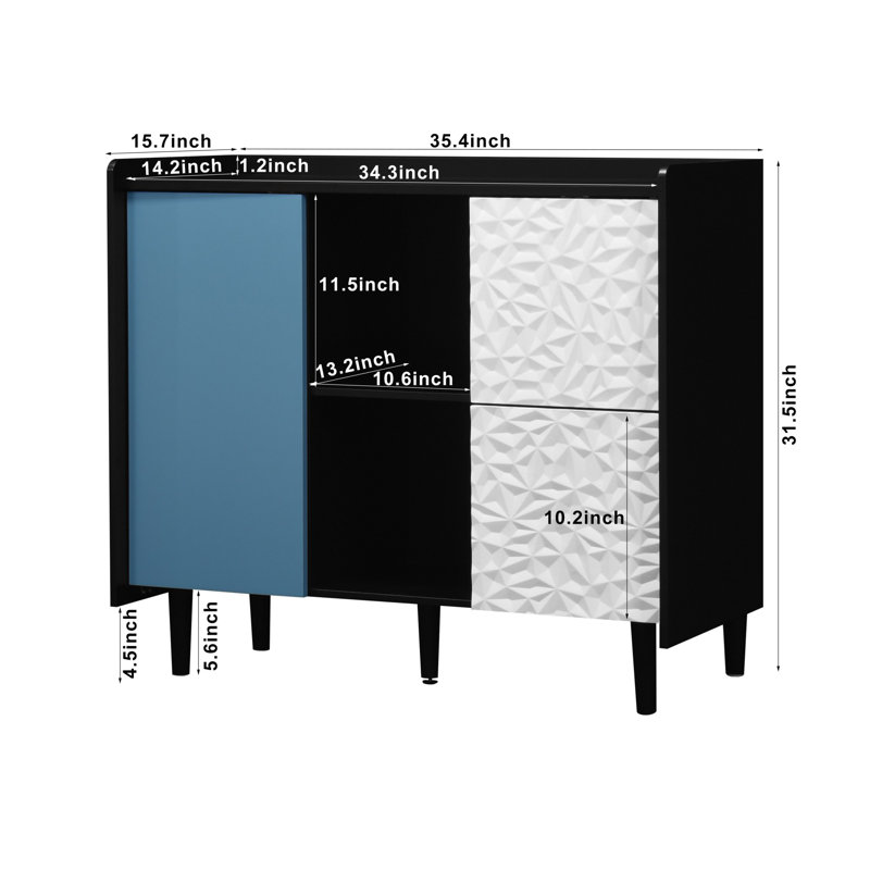 Buffet 35 po, Bleu / blanc