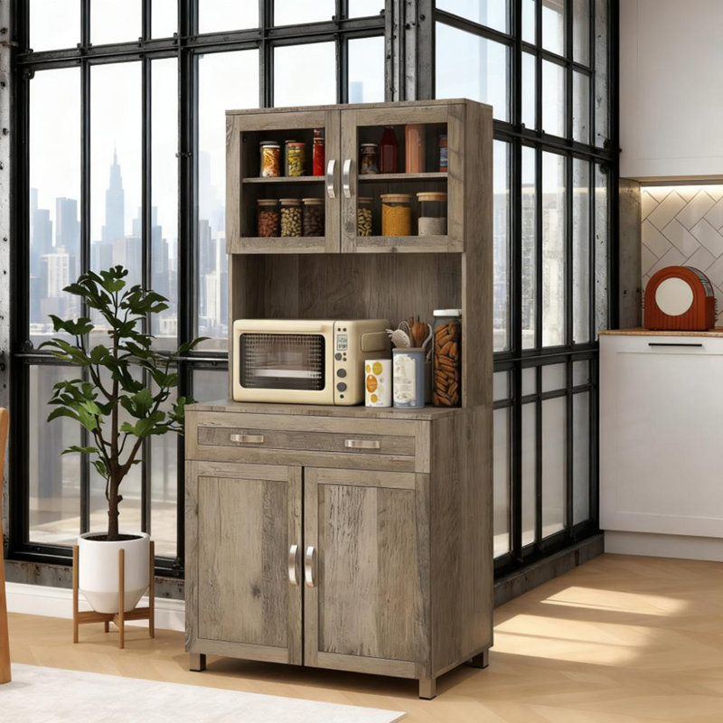 Buffet de cuisine avec huche Modern Kitchen Pantry, armoire autoportante