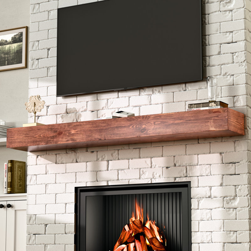 Handcrafted Rustic Solid Wood Fireplace Mantel, 60"