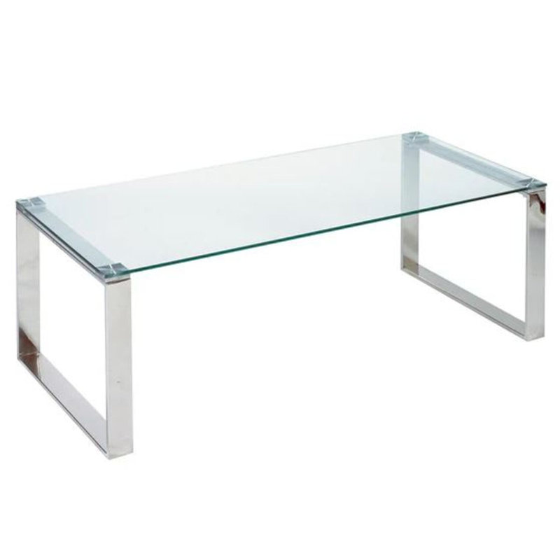Mihran Glass Top Single Coffee Table, Gold, 16" H x 39" W x 18" D