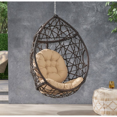 Fauteuil à œufs suspendu, fauteuil à balançoire suspendu en osier avec coussin de confort, fauteuil à œufs pour l'intérieur et l'extérieur