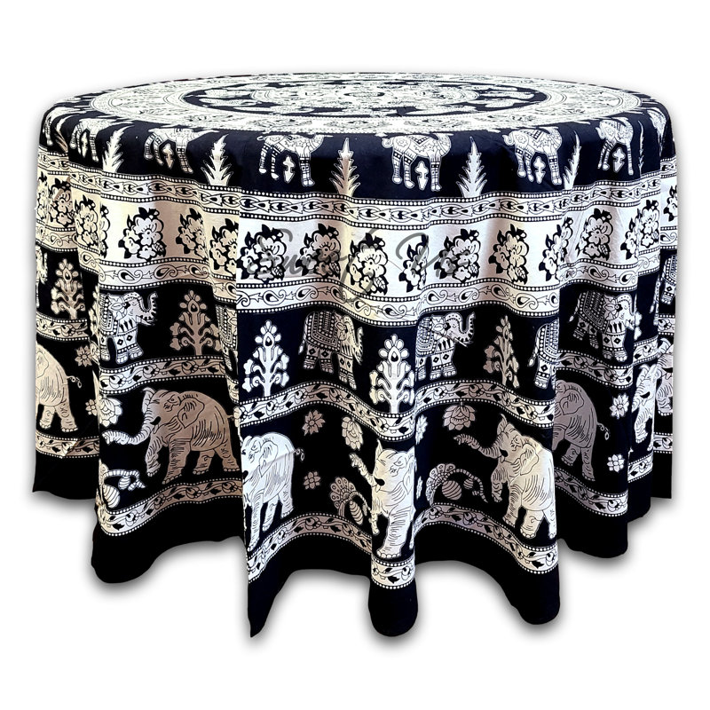 Nappe 100% coton Paisley, L 72 po x l 72 po, Noir