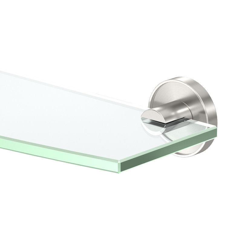 Sky Curved Glass Bracket Shelf, Satin Nickel