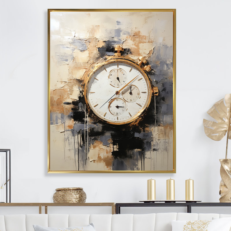 Minimalisme montre de luxe IV sur toile, H 44 po x l 34 po x P 1,5 po, Cadre flottant doré