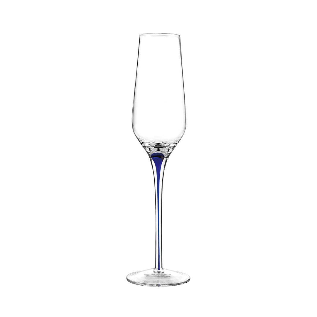 Tempest Cobalt 10oz. Crystal Flute Set (Set of 4) Qualia Glass