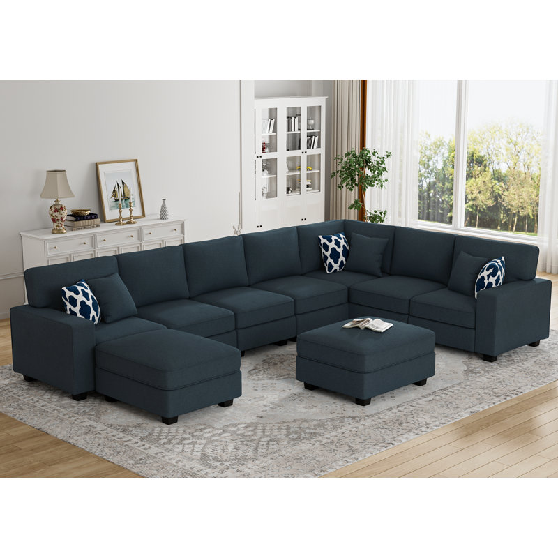 Canapé modulaire réversible à combinaison flexible, Mélange de polyester Charcaol