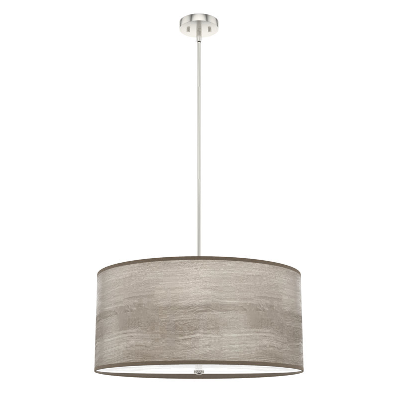 Solhaven 4 - Light Shaded Drum Pendant, Light Gray Oak