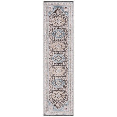 Tapis oriental bleu en polypropylène tissé à la machine McConnico