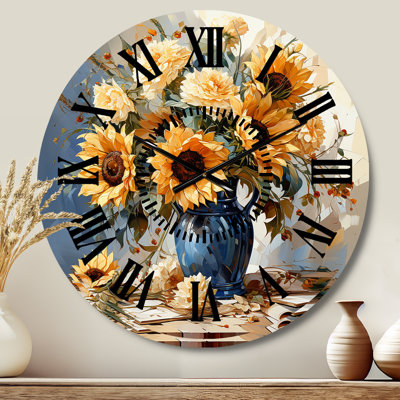 Horloge murale rétro tournesols