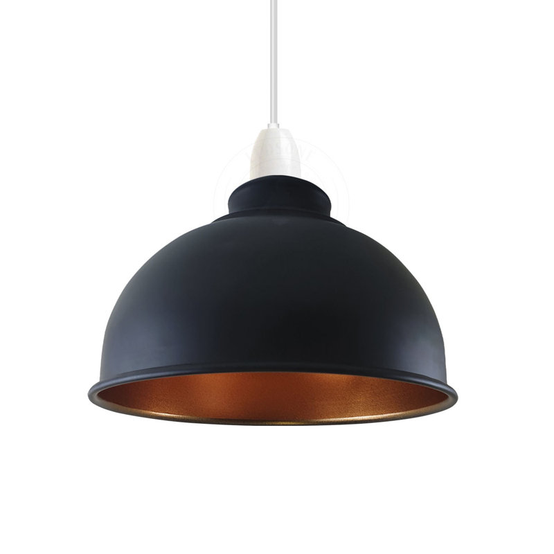 Luminaire suspendu en métal avec abat-jour intérieur en métal noir et or compatible avec E26 pour îlot de cuisine