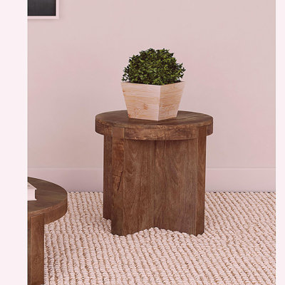 Table d'appoint ronde en acajou brun Alexander