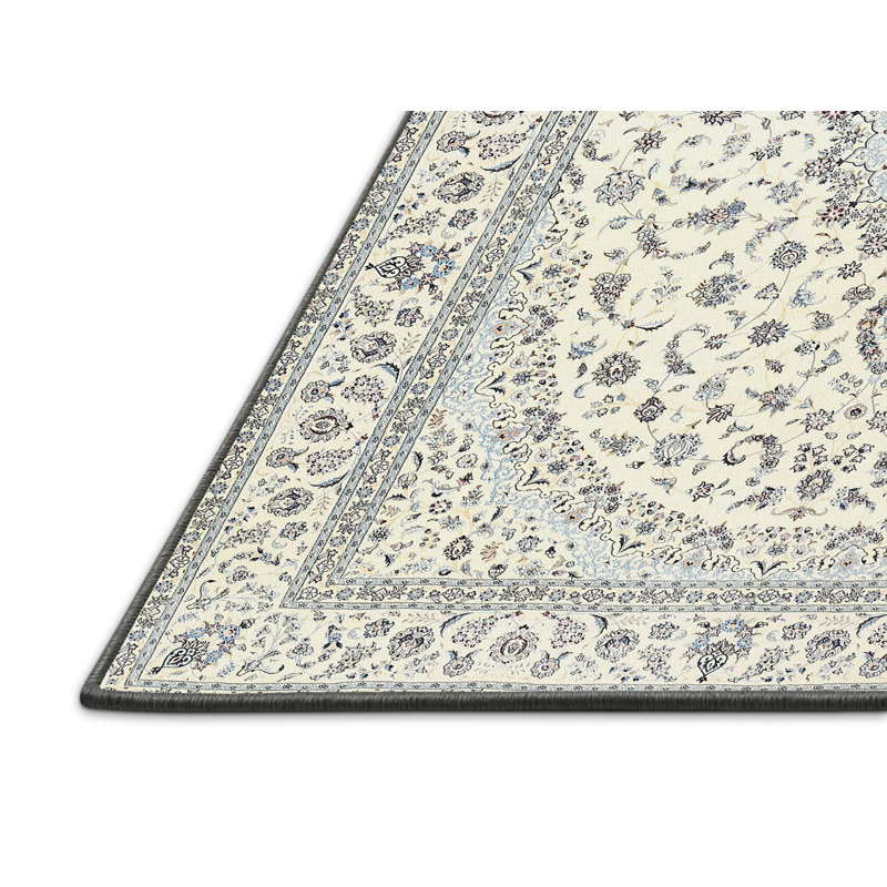 Tapis gris/crème traditionnel Aveiro, Rectangle 4 pi x 6 pi