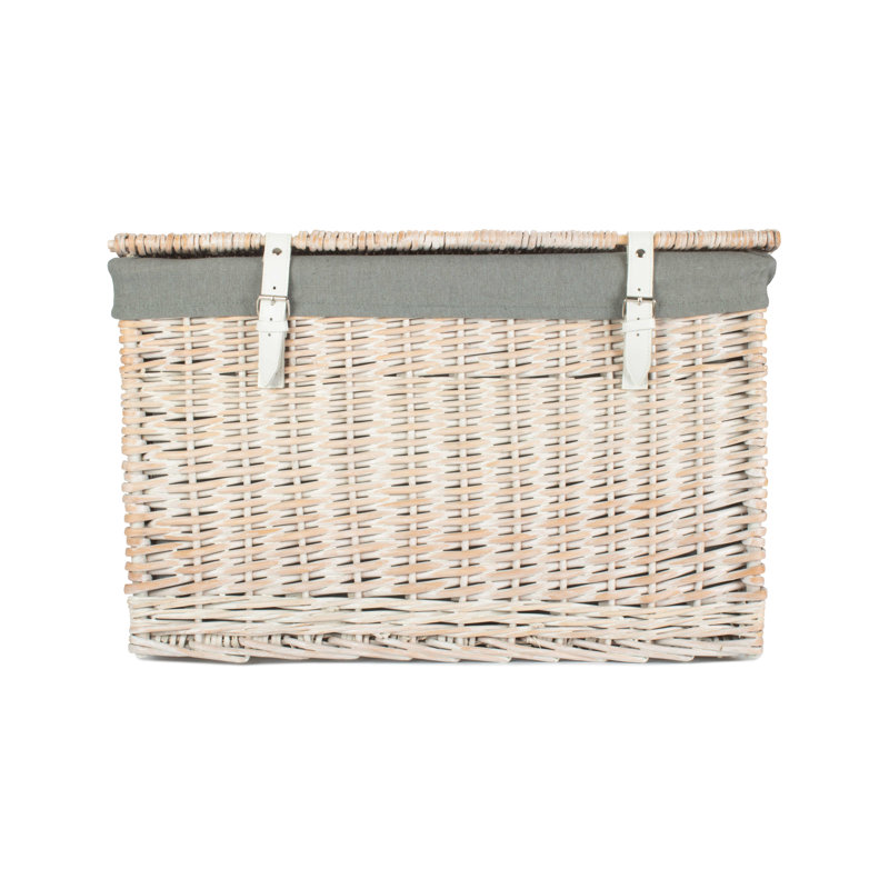 Wicker 61 cm White Wash Chest Hamper Basket With Lining