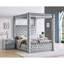 Table de chevet pour chambre à coucher de style moderne, gris, plateau en faux marbre, deux tiroirs de rangement, tissu à boutons et gris cristal-1549626280