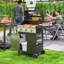 Outsunny 3 Burner Gas BBQ Trolley with See-through Lid, 7.5kW, Black