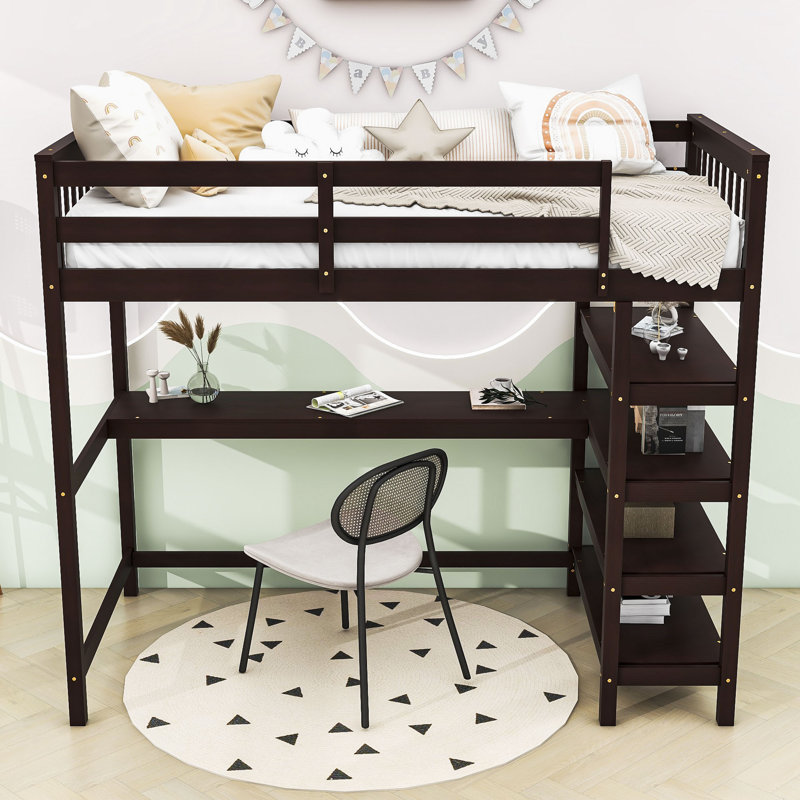 Emmerly Kids Loft Bed, Espresso, Twin
