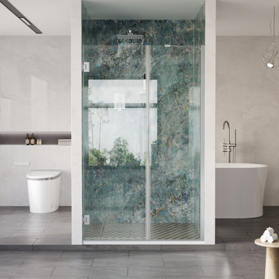 44-45 in. W x 72 in. H Hinged Frameless Shower Door with 3/8 in. SGCC Clear Tempered Glass,Chrome