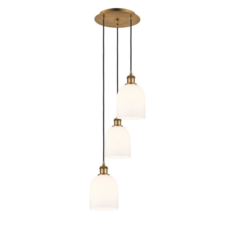 Odaniel 3 - Light Cluster Pendant, Gloss White, Brushed Brass