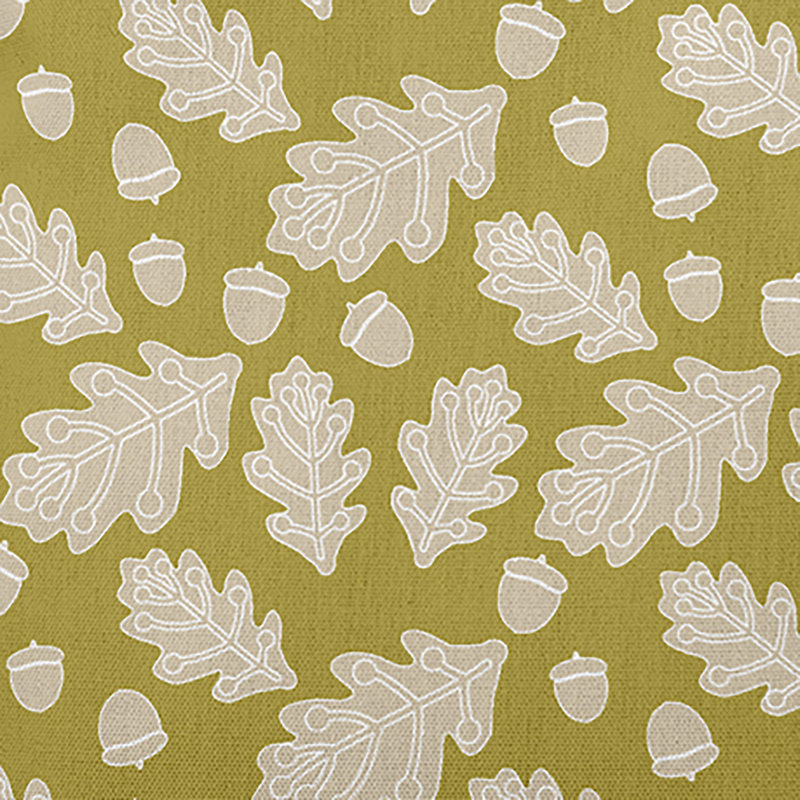 Coussin décoratif feuilles et glands, Carré, H 18 po x l 18 po, Or estompé