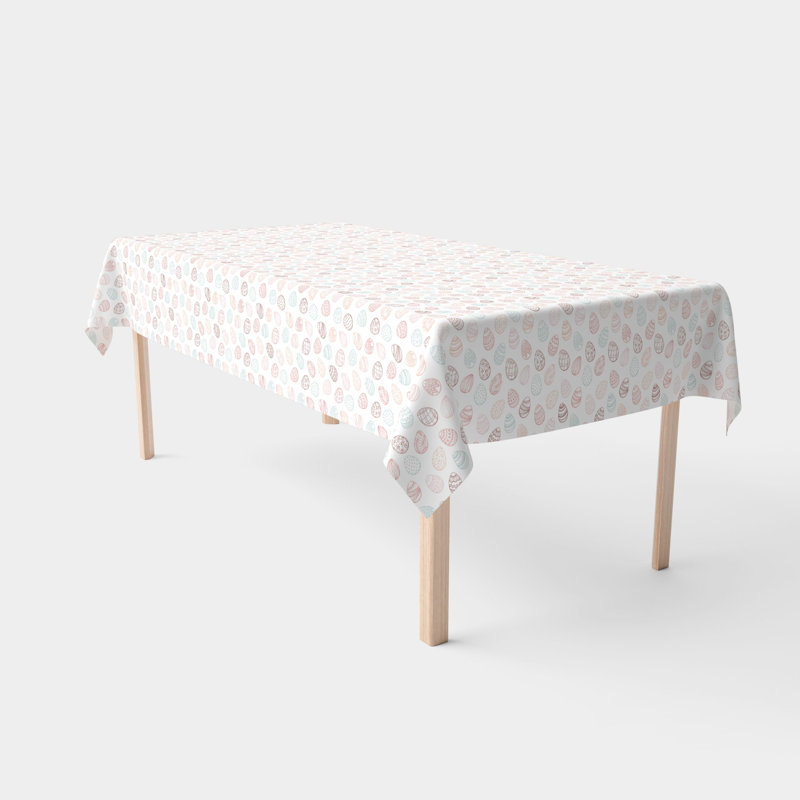 Cuji Table Runner, 100% Cotton, 16X108", Watercolor Decorative Easter Eggs, 120" L x 60" W