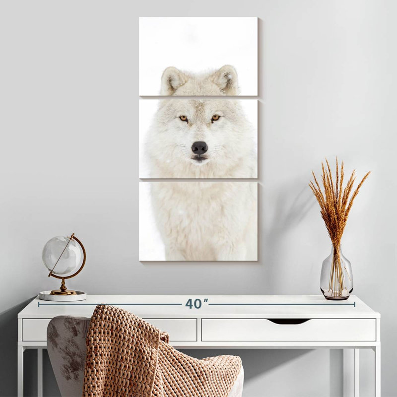 Loup arctique blanc neige, H 32 po x l 15 po