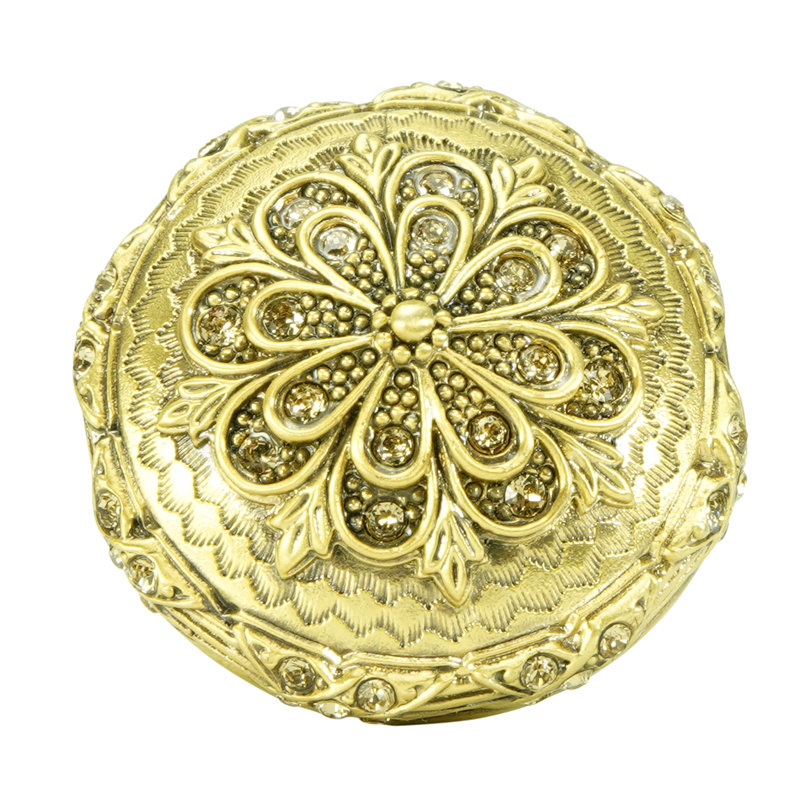 NEWPORT KNOB; DECORATED WITH SWAROVSKI® LT COLORADO TOPAZ CRYSTALS, Florentine Gold
