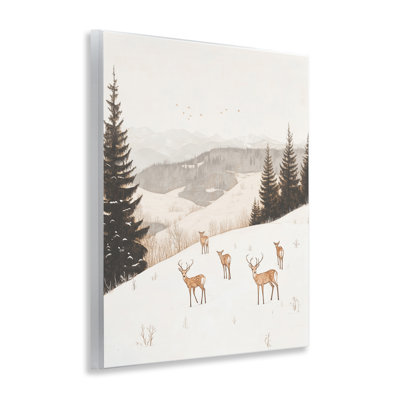 Plaque murale «Winter Deer Mountain View» par Arlington Prints
