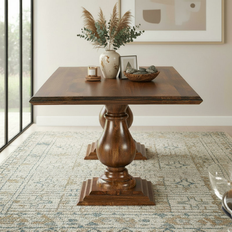 Josiane Solid Wood Dining Table, 42" W x 75" L, Brown