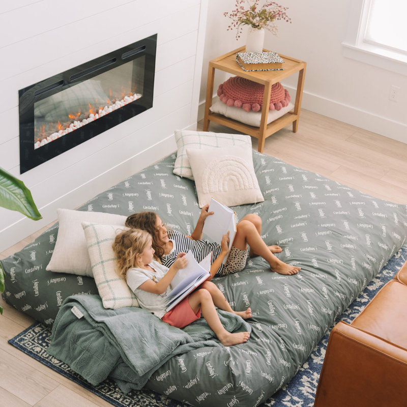 Charcoal Chenille Full-Size Convertible Bean Bag Chair
