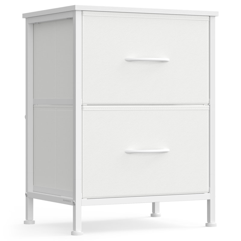 39.6cm W Particle Board Bedside Table, White 
