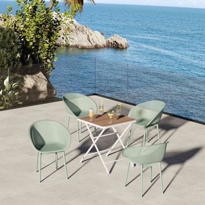 Ensemble de 2 chaises longues modernes - Plastique PP résistant aux intempéries intérieur / extérieur avec table pliante multifonctionnelle intérieure / extérieure moderne - Plateau de table en PP avec pieds en métal