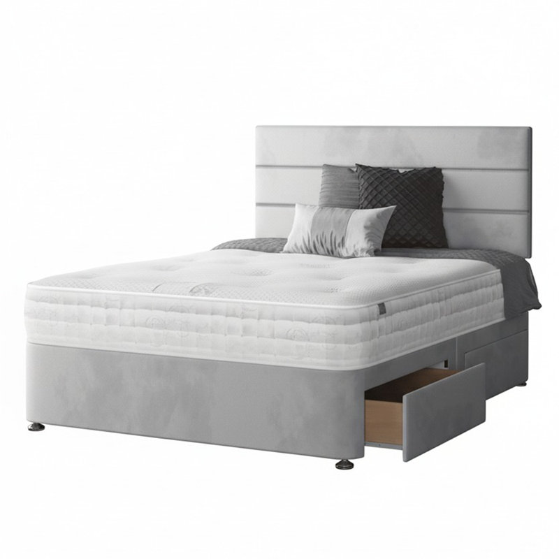 Hayder Divan Bed Base, 2 Right Drawers, Single (3'), Silver