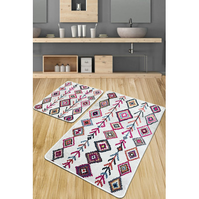 Antibacterial Bathmat Set (2 Pieces), 100% Polyester, 23.6 x 39.4 inches & 19.7 x 23.6 inches | Non-Slip Underside, 700 g/m² | Machine Washable, Quick-Dry, Ideal for Bathroom Safety & Comfort