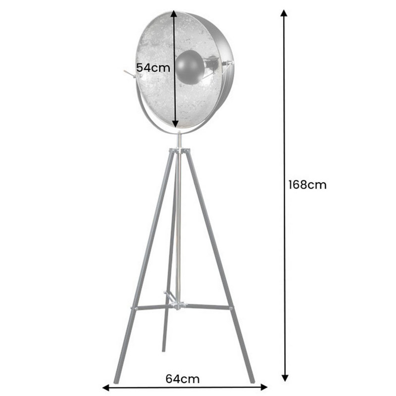 Fiedler 168cm Tripod Floor Lamp, Black/Silver