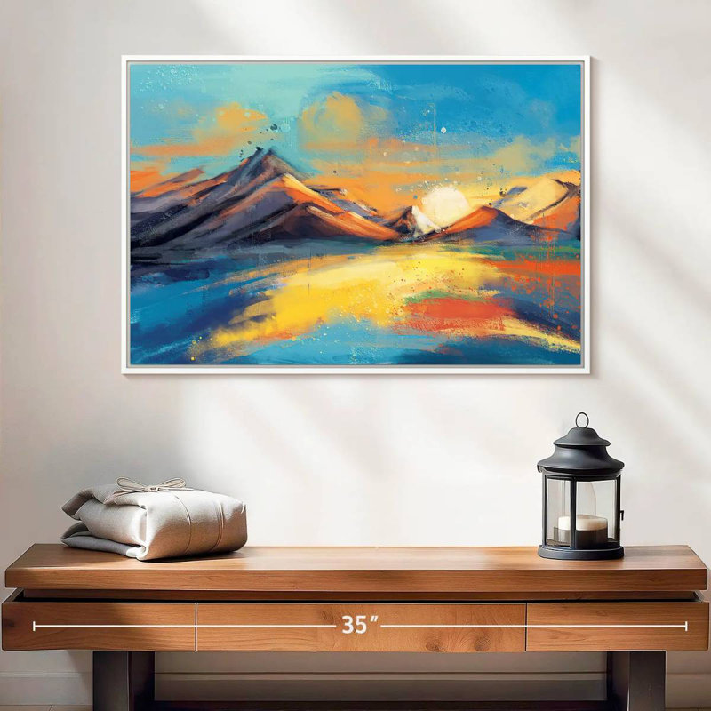 Coucher de soleil, paysage de Quenby, Cadre flottant blanc, 25 po x 17 po