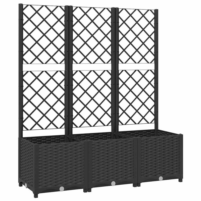 Latitude Run® Garden Planter With Trellis PP, Black, 53.5" H x 47.2" W x 15.7" D, Without Wheels