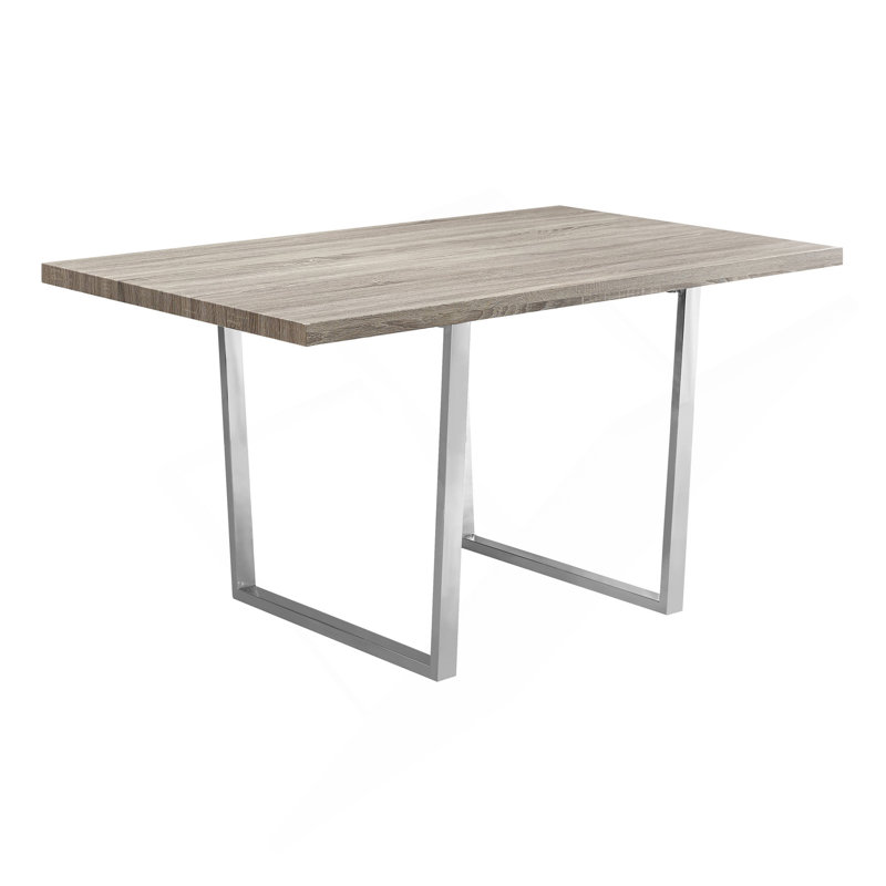 Table de salle à manger, 60 po rectangulaire, cuisine, salle à manger, stratifié, métal chromé, contemporain, moderne, Taupe